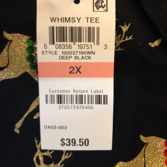 Karen Scott Reindeer parade whimsy Sweater Tee-2X - Picture 4 of 4